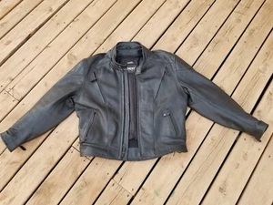 Vintage RAIDER heavy leather MOTORCYCLE jacket size 50 biker black w/ Liner - Picture 1 of 10