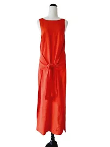 KITX Orange Hemp Cotton Silk Sleeveless Front Tie Maxi Dress SIZE 10 - Picture 1 of 6