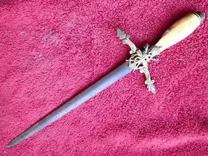 Antik 1850er Jahre Schwedisch / Schweden MARINE DOLCH SCHWERT ANKER KANONE KRONE - Bild 1 von 16
