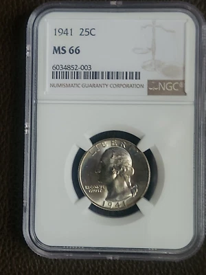 Cuarto de plata Washington 1941 25c NGC MS 66 Foto 1 de 3