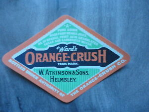 Wards Orange Crush Original Diamond 1930s Paper Label