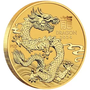 Perth Mint 1/20 Oz 24Kt 9999 Gold 2024 Year of the Dragon Bullion Coin - Picture 1 of 3