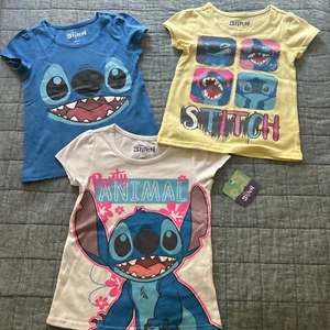 Disney NEW Stitch 3 Pack Girls T-Shirts/Size 6/ Lightweight/ Short Sleeve - Picture 1 of 6