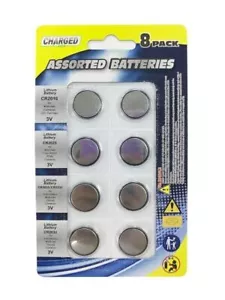 8 Pcs Assorted Button Cell Watch Batteries CR2016 CR2025 CR2032 Sealed Remote - Picture 1 of 1