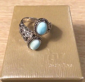 Artisan Collection Of Bali BBJ Sterling Silver Larimar Ring Size 9 - Picture 1 of 6