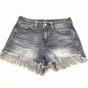 Vanilla Star Festival Denim Short Size 5 Junior Mid Rise Frayed Hem Boho Chic - Picture 1 of 6