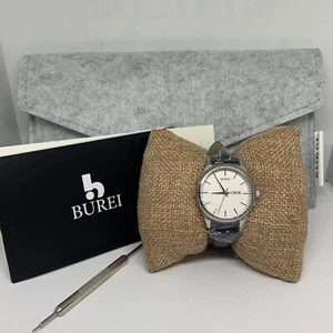 Burei S-3001L Women's Black Leather Strap Analog Dial Quartz Wrist Watch FRY76 - Picture 1 of 11
