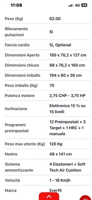 Everfit TFK-650 ‎12 Programmi Tapis Roulant - Nero - Immagine 1 di 3