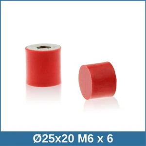 Typ E Ø25x20 M6x6 55°Shore (rot) Edelstahl A4 Silikon-Edelstahl-Puffer - Bild 1 von 2