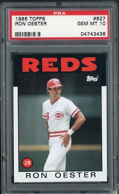 1986 Topps Ron Oester #627 PSA 10 GEM MINT Super Sharp Card + Low Pop Wow! - Image 1 of 2