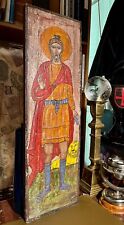 PROPHET DANIEL & LION HAND-PAINTED WOODEN ICON * LATE 19TH TO EARLY 20TH CENTURY