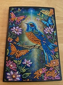 Diamond Painting Leather Notebook Bird/ Butterflies Finished And Sealed! - Picture 1 of 8