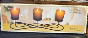 Tealight Metal Candle Holder 3 glass Republic Import - Picture 1 of 3