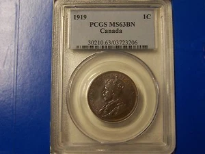 1919 Canada 1C Large Cent PCGS MS63BN **NICE COIN** # KM 21 - Picture 1 of 4