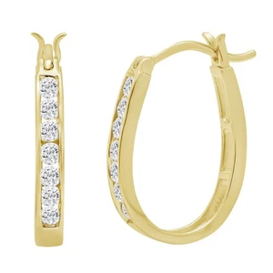 1/2ct tw Diamond Hoop Earrings for Women in 10K Yellow Gold - Picture 1 of 1