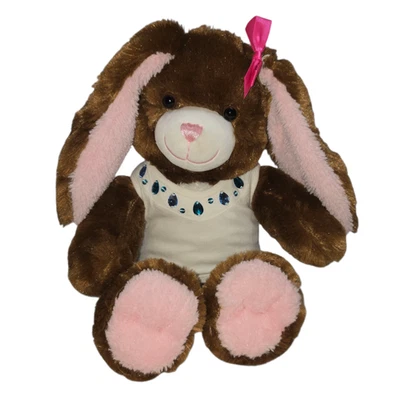 Build-A-Bear Brown Bunny Plush Pink Bow Shirt 15 Inch Stuffed Animal - Image 1 of 4