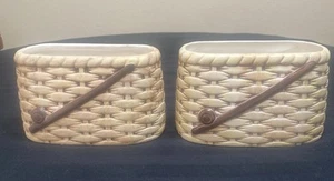 Vintage Napco Ceramic Fishing Basket Planters (2) Unique Man Cave/Home Decor - Picture 1 of 8
