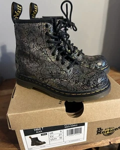 Dr Martens Black Disco Crinkle 1460T Toddler Boots US 10 EUC - Picture 1 of 7