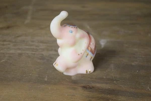 Fenton Burmese Art Glass Elephant Figurine Satin Hand Painted Signed Made in USA - Picture 1 of 6