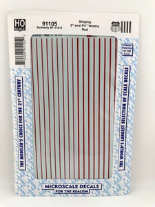 Microscale Decal HO Scale 91105 Striping-3" & 4 3/4" Widths (Red) - Picture 1 of 2