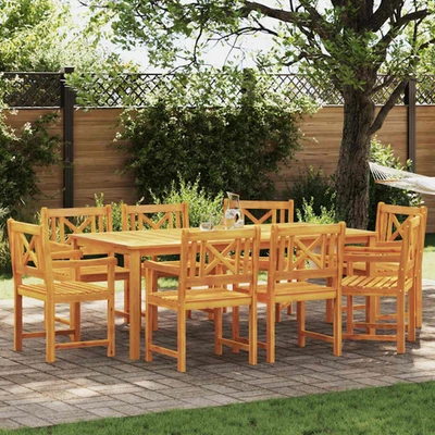 Garden Chair 8pc Solid Acacia Wood Brown 56x56x90 cm Outdoor Dining Seating Set - Image 1 of 4