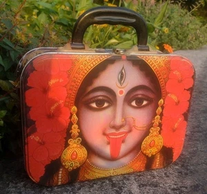 Goddess Kali Divine Feminine God Hindu Vishvarupa Tin Lunch Box Vintage - Picture 1 of 21