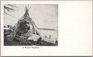 Vintage 1900s MANITOBA Canada Postcard "A Winter Wigwam" First Nations / UNUSED - Picture 1 of 2