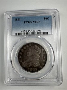1821 Capped Bust Half Dollar - PCGS VF35 - Picture 1 of 4