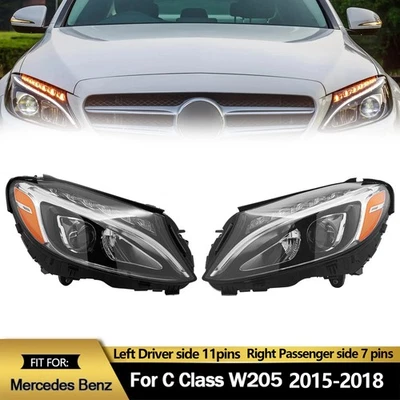 Headlight Assembly Set Fits 2015-2020 Mercedes-Benz C300 2015 C400 C63 AMG Foto 1 de 4