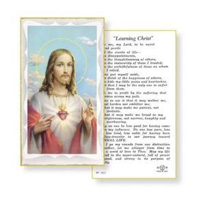 Sacred Heart of Jesus/Front Learning Christ/Back - Paperstock Holy Card - Picture 1 of 4