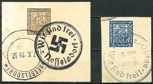 DEUTSCHLAND SUDETENLAND 1938 - "WIR SIND FREI!" HAKENKREUZ PROPAGANDA STORNIERT - Bild 1 von 2