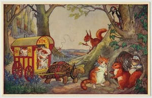 Forest Animals Carriage Turtle Squirrels Birds Fantasy - Picture 1 of 2