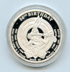 Bugs Bunny 1 oz .999 Silver Round 1990 50th Anniversary - GC154 - Picture 1 of 2