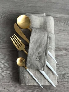 Cutipol Goa White Gold 12 Piece Linen cutlery case Included New - Picture 1 of 4
