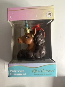 Afro Unicorn Christmas Tree Ornament Polyresin NEW MIB [j] - Bild 1 von 6