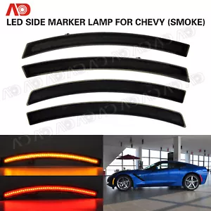 For Chevy Corvette C7 2014-2019 SMOKED LED Side Marker Light Lamp Red Amber 4PCS - Foto 1 di 8