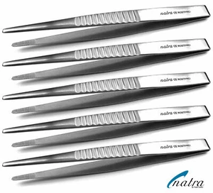 5x Thumb Dressing Forceps 5'' Tweezer straight 12.5 cm Dental Surgery tissue - Picture 1 of 5