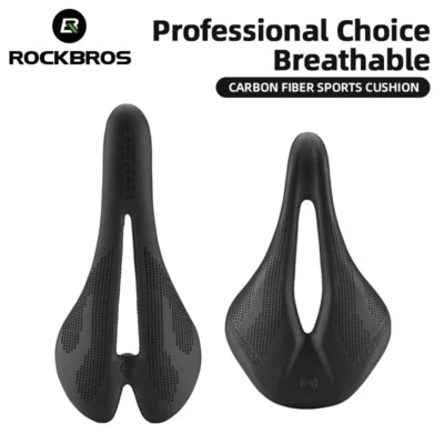 ROCKBROS Bike Saddle Carbon Fiber Super Light Bicycle Seat Saddle Breathable - Image 1 of 4