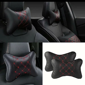 2pcs Car Neck Pillow PU Leather Headrest Soft Comfortable Pillow Cushion - Bild 1 von 9