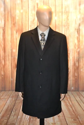 Abrigo John W. Nordstrom Hombre Lana Cachemira Negro 3 Botones Talla 42R Foto 1 de 4