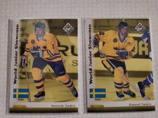 1998/99 UD Choice World Jr Showcase Daniel & Henrik Sedin rookies