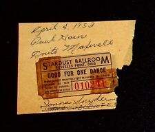 Stardust Ballroom Russells Point Ohio Ticket Stub 1953 Good For One Dance