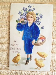 EIN FROHES OSTERN FÜR DICH. SCHÖNE ALTE STOFFPOSTKARTE * C7 - Bild 1 von 3