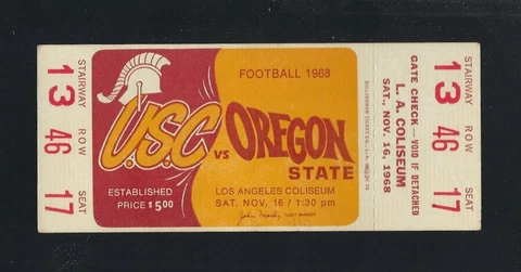O.J. SIMPSON HEISMAN 1968 NCAA OSU BEAVERS @ USC TROJANS VINTAGE FULL TICKET Cover