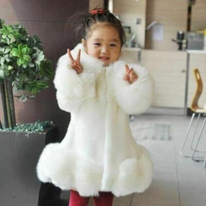 Girls  Thicken Faux Fur Coat Child Jacket Toddlers Winter Warm Coat outwear  - Picture 1 of 16