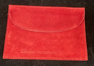 Cartier International Service Red Suede Travel Envelope Pouch 5" x 3.75", Empty - Picture 1 of 4
