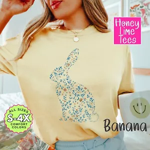 T-shirt Bunny Florals Wildflowers, top boho, regalo per donna, bella maglietta floreale - Foto 1 di 3