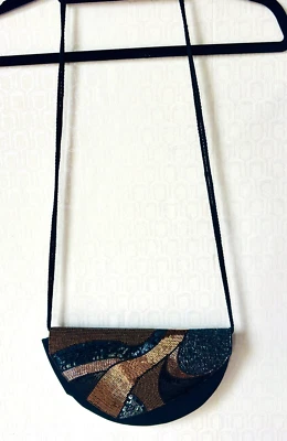 BOLSO CLUTCH/BOLSO DE HOMBRO MARSHALL FIELDS NEGRO Y BRONCE SATINADO NOCHE DE COLECCIÓN Foto 1 de 4