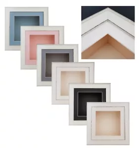 3D 2.5"/64mm Deep Box 4"x4"-10"x10" Rustic White Picture Photo Frame Baby Cast - Picture 1 of 27