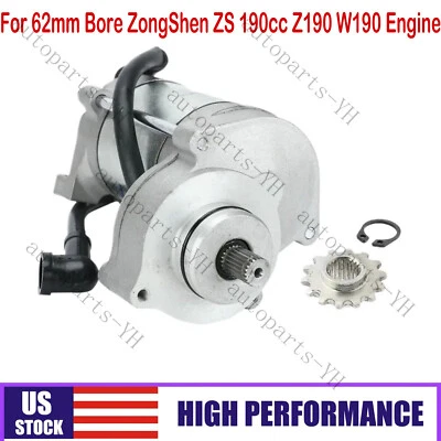 Electric Start Starter Motor For 62mm Bore ZongShen ZS 190cc Z190 W190 Engine. Foto 1 de 4